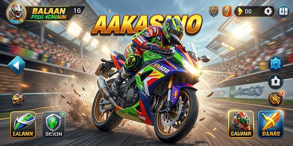Gameplay menegangkan di AAKASINO saat balapan motor.