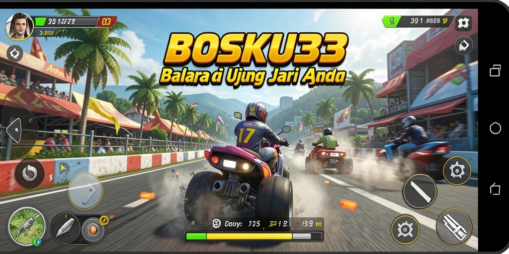 Tampilan gameplay seru di BOSKU33 dengan aksi balapan yang mendebarkan.