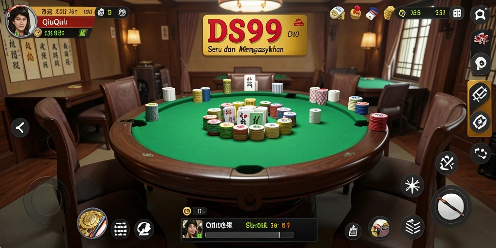 Screenshot gameplay DS99 menunjukkan aksi seru permainan QiuQiu.