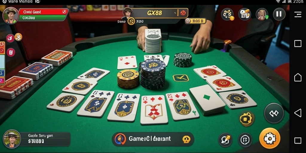Tampilan menarik dari gameplay GX88 dengan pemain Gaple aktif.