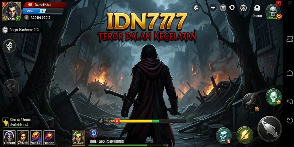Tangkapan layar gameplay IDN777 menampilkan suasana horor yang mencekam.