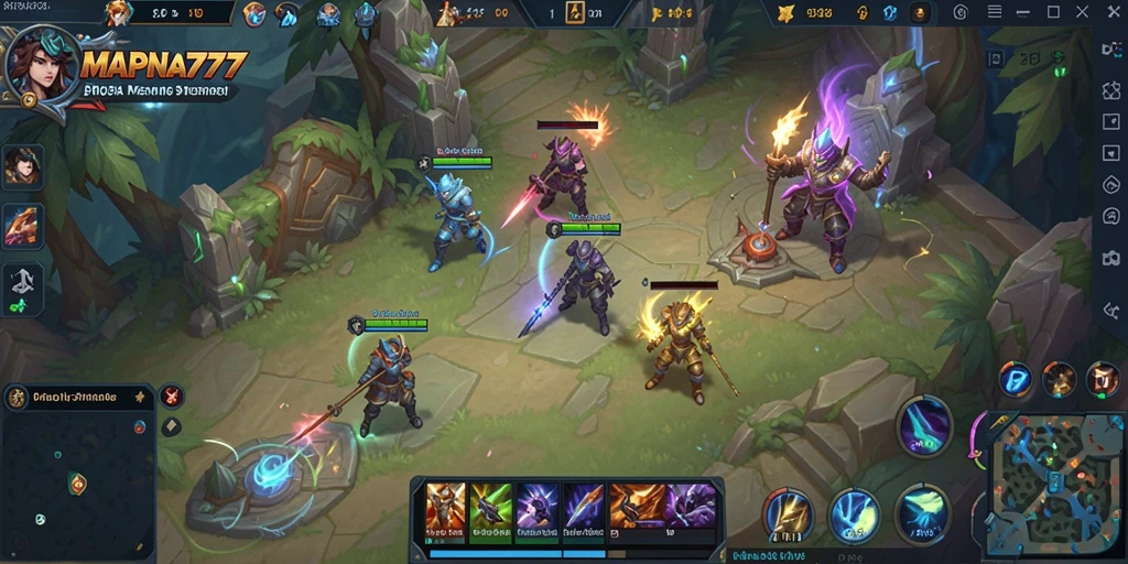 Gambaran gameplay MOBA yang intens di MAPNA777.