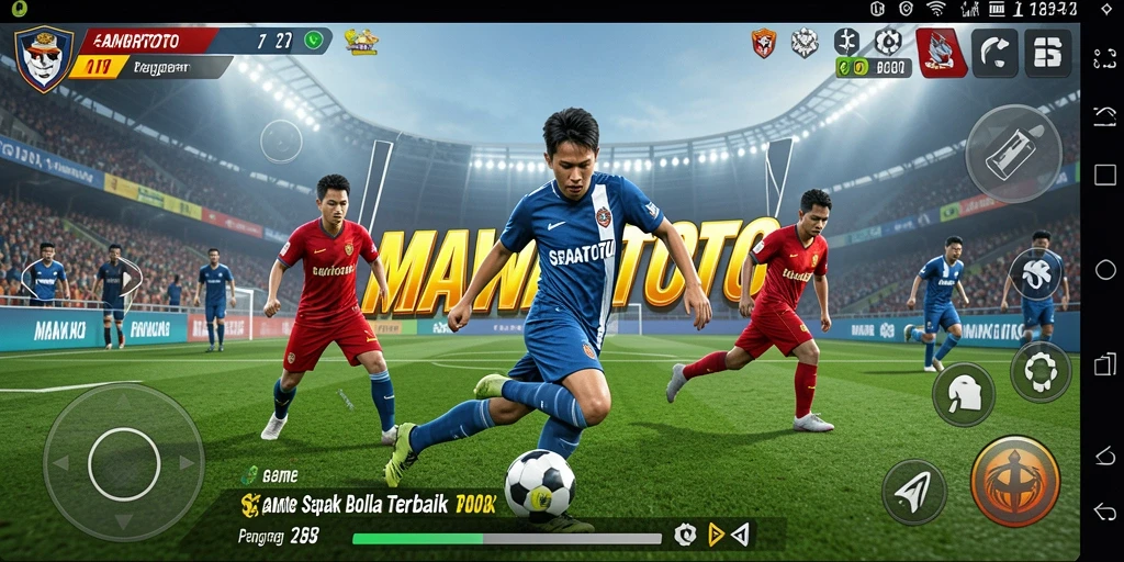 Screenshot gameplay <strong>MAWARTOTO</strong> menunjukkan aksi seru di lapangan sepak bola.