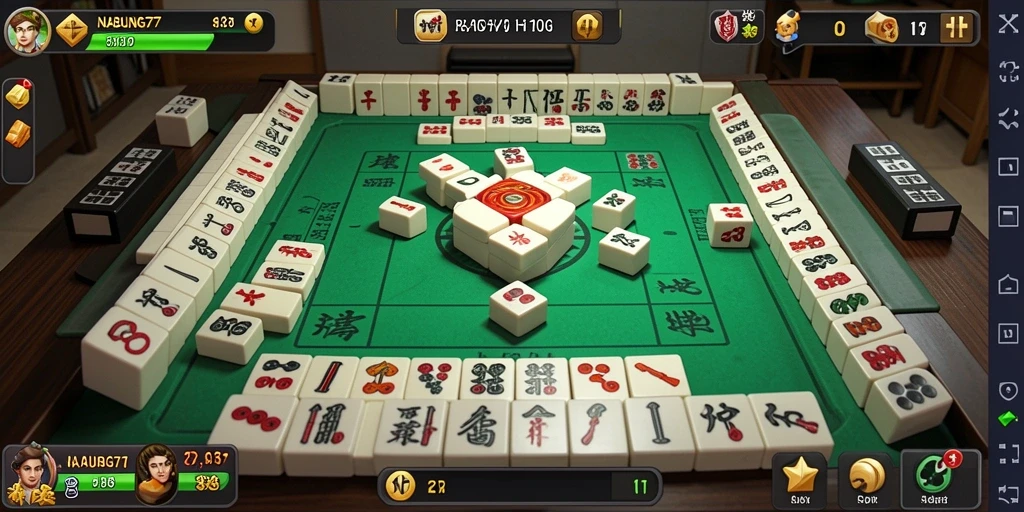Screenshot gameplay NABUNG77 yang menampilkan fitur Mahjong.