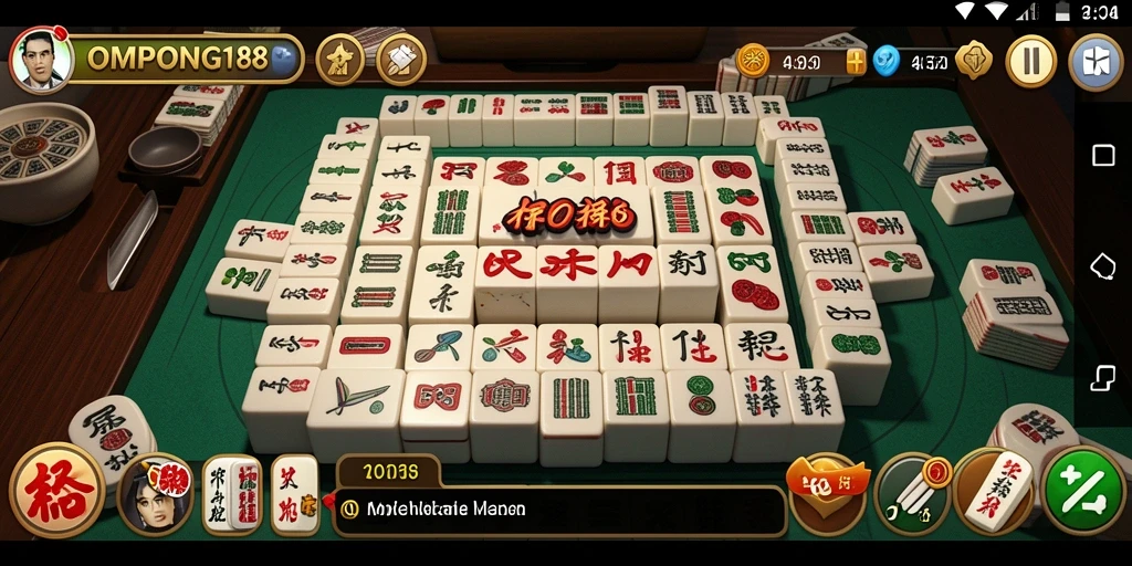 Tampilan gameplay OMPONG188 yang menarik dengan suasana Mahjong.